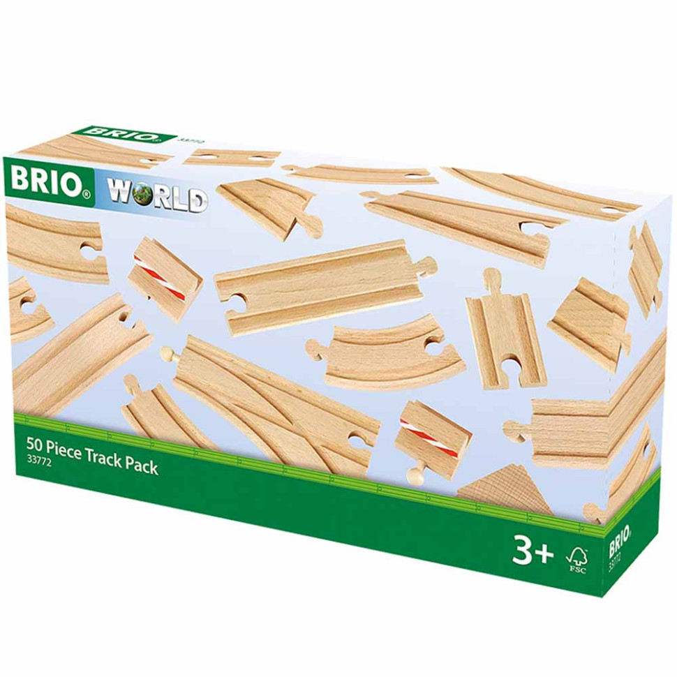 Большой набор расширений для детской железной дороги BRIO 33772-BR, дерево 50 элементов в комплекте