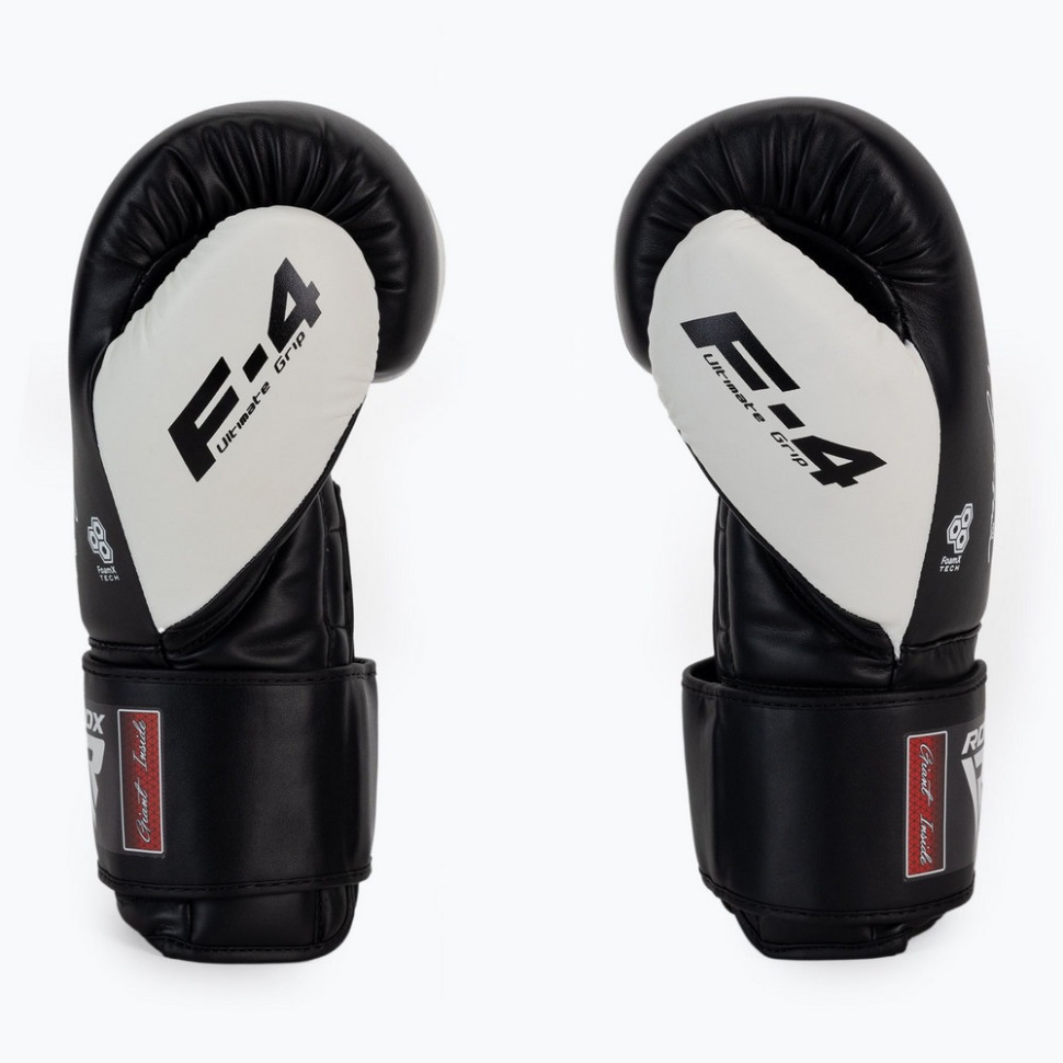 Боксерські рукавиці F4 Boxing Sparring Gloves Hook & Loop RDX Inc Limited BGR-F4B-14OZ, WHITE/BLACK 14 унцій