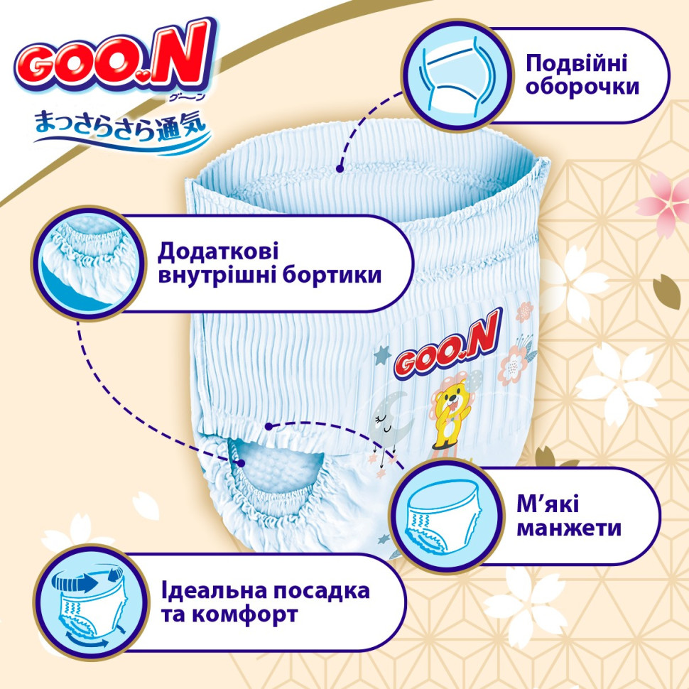 Трусики-підгузки для дітей GOO.N Premium Soft F1010101-159, 15-25 кг (розмір 6(2XL), унісекс 30 шт)