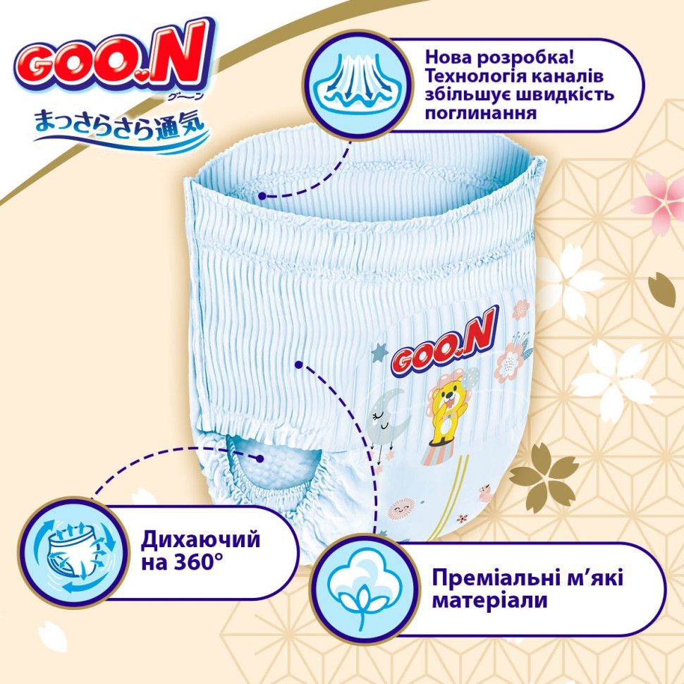 Трусики-підгузки для дітей GOO.N Premium Soft F1010101-159, 15-25 кг (розмір 6(2XL), унісекс 30 шт)