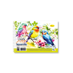 Скетчбук акварельный "Птички" А5 Апельсин АП-0204-3, 20 листов Скетчбук акварельный "Птички" А5 Апельсин АП-0204-3, 20 листов