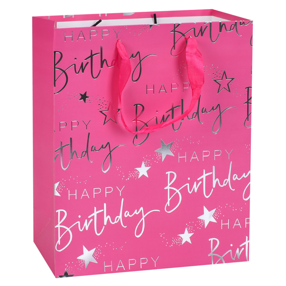 Пакет подарочный Happy Birthday Bambi MK 5947-M(Pink) размер 32х25х11 см
