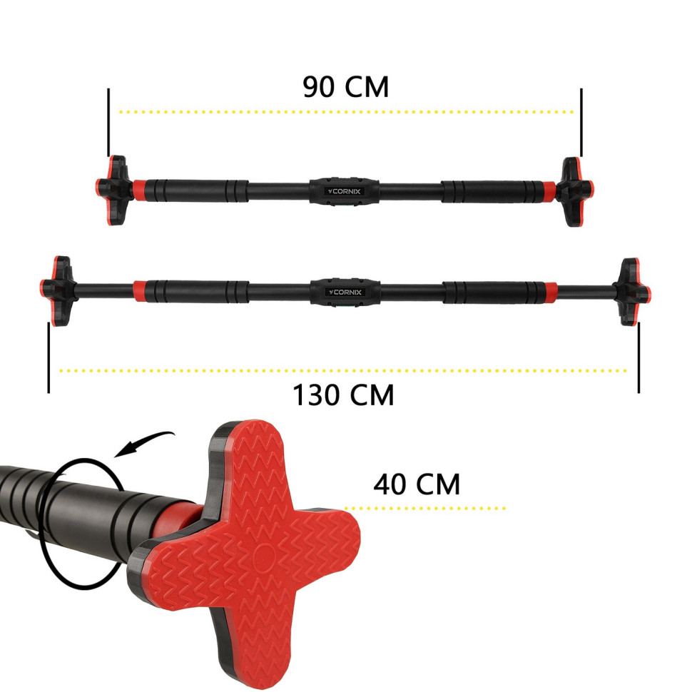 Турнік розсувний Pro+ Cornix XR-0287 Black/Red, розмір 90 х 130 см