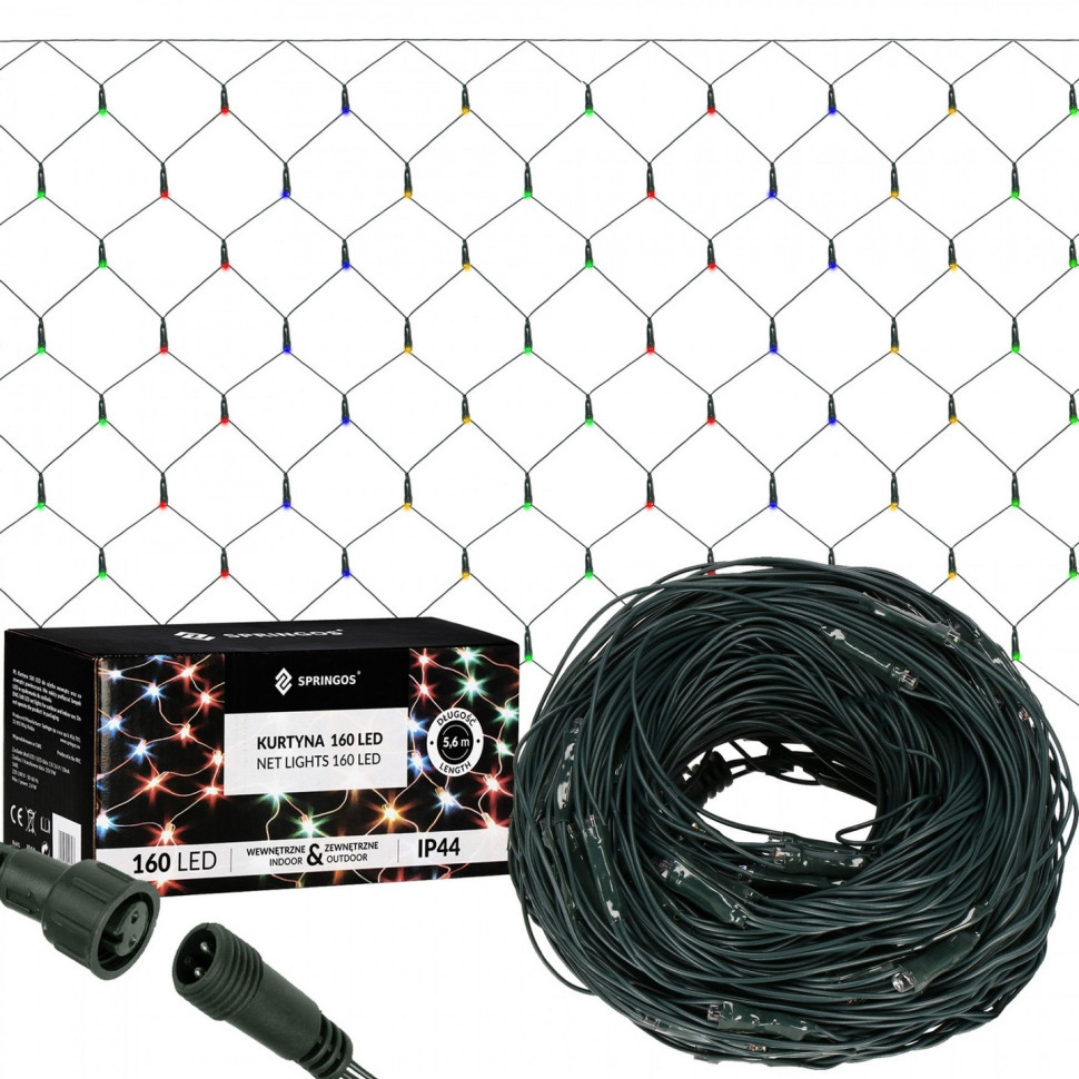 Гірлянда сітка Springos CL4014, 2 x 2.6 м 160 LED, Mix