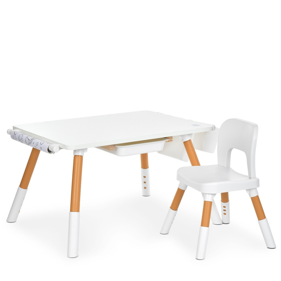 Столик зі стільцем Bambi M 6319-1, 2 кошики для дрібниць, білий