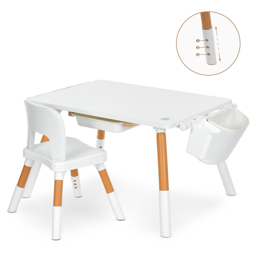 Столик зі стільцем Bambi M 6319-1, 2 кошики для дрібниць, білий