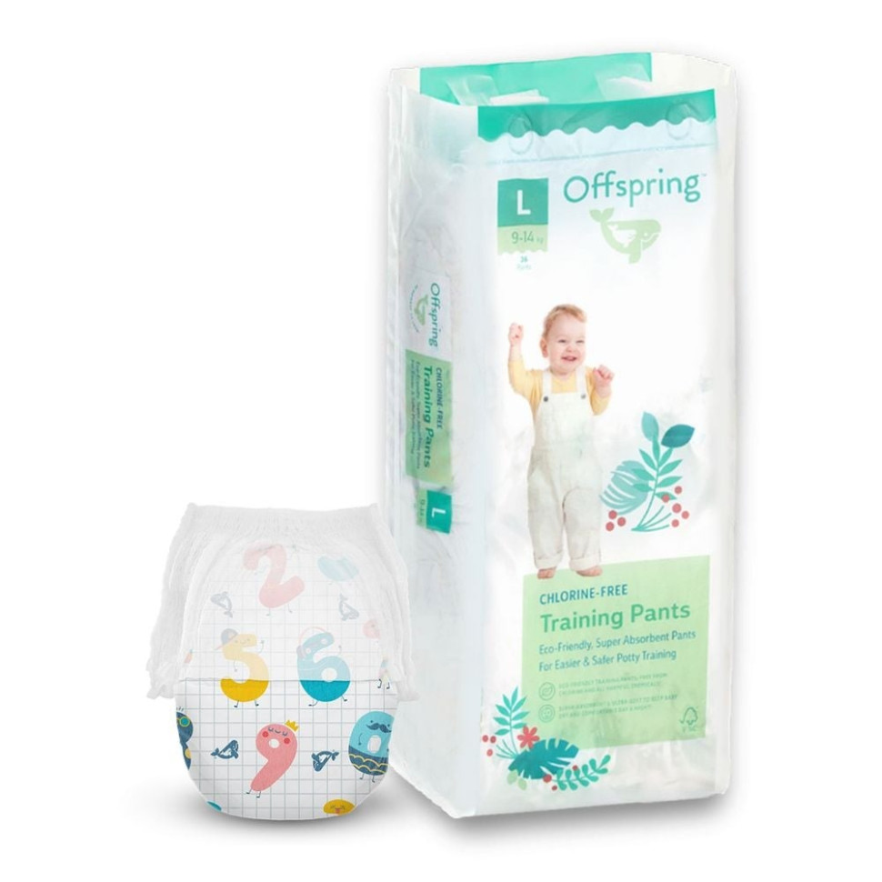 Трусики-підгузки для дітей 9-14 кг Offspring DP-OI-FAP-L36P-FFG розмір L 36 штук