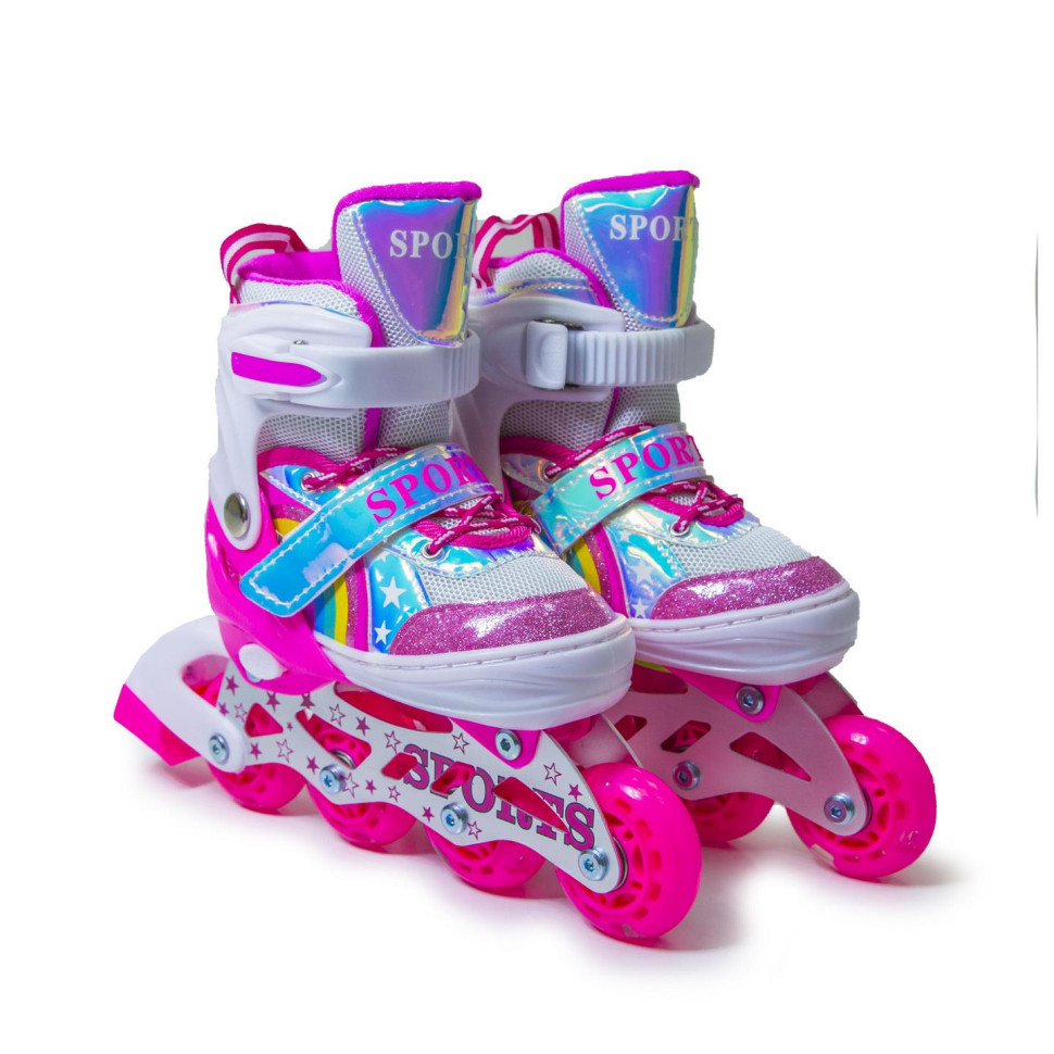 Детские раздвижные ролики Scale Sports 1247418241 радужный розовый, размер 34-37
