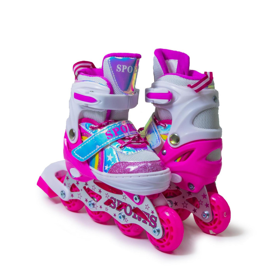 Детские раздвижные ролики Scale Sports 1247418241 радужный розовый, размер 34-37