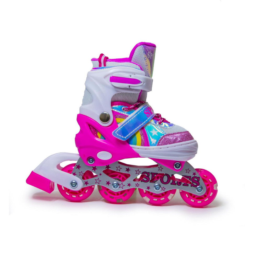 Детские раздвижные ролики Scale Sports 1247418241 радужный розовый, размер 34-37