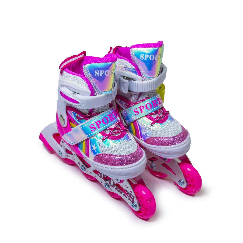 Детские раздвижные ролики Scale Sports 1247418241 радужный розовый, размер 34-37