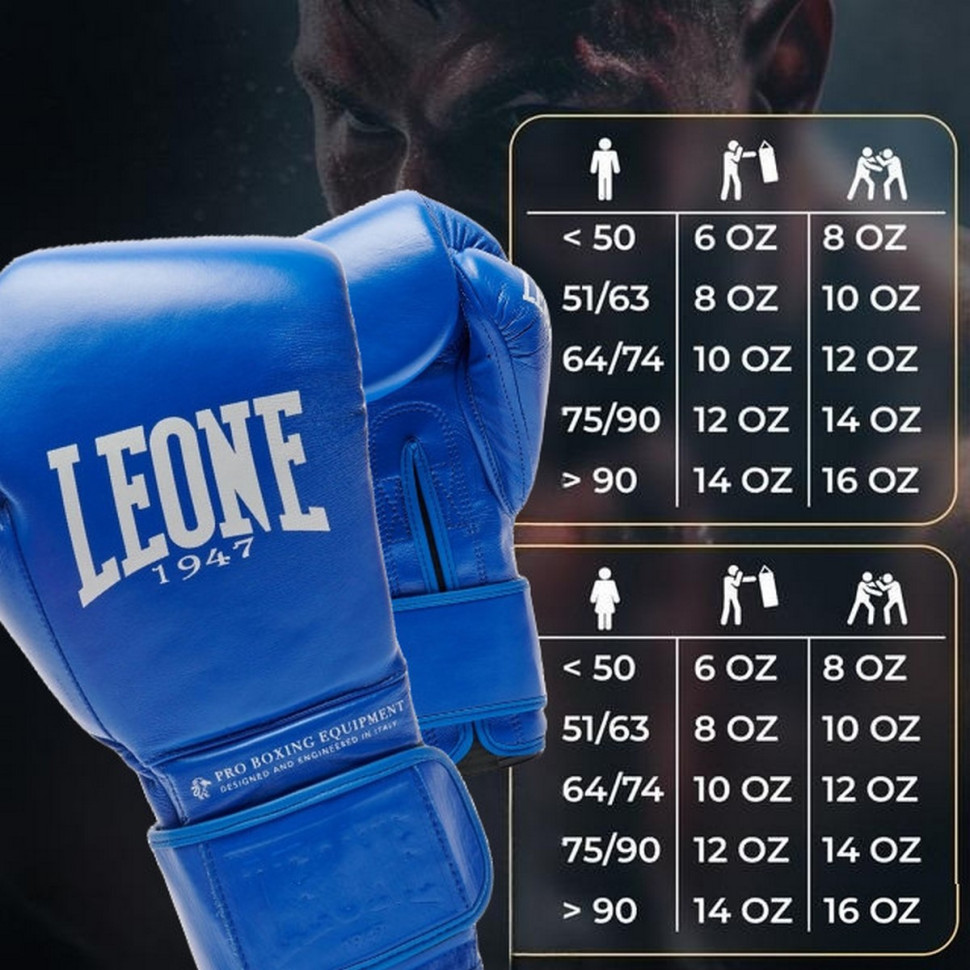 Боксерские перчатки GN111 THE GREATEST Leone GN111_Blue_16oz 16 унций (бинты в комплекте)