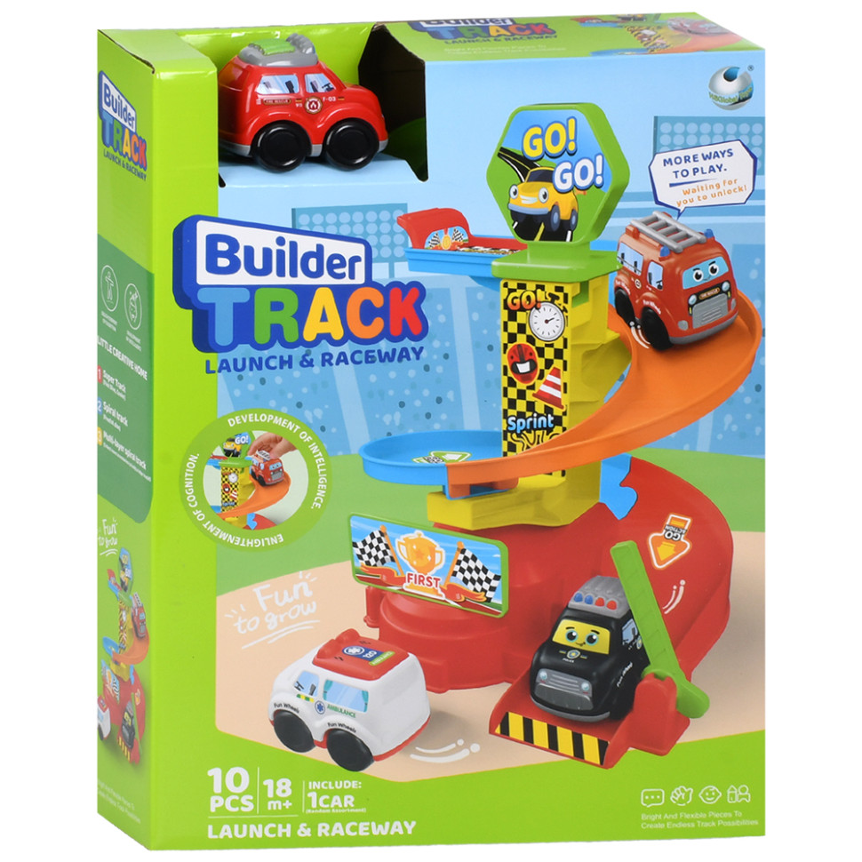 Детский игровой гараж-автотрек Bambi 099-1(Red) машинка 7,5 см, 10 деталей