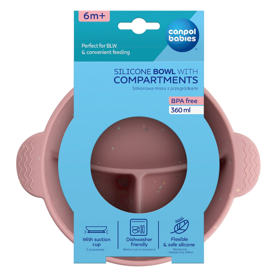 Мисочка силиконовая на присоске с секциями Dots Canpol babies 51/403_pin розовый