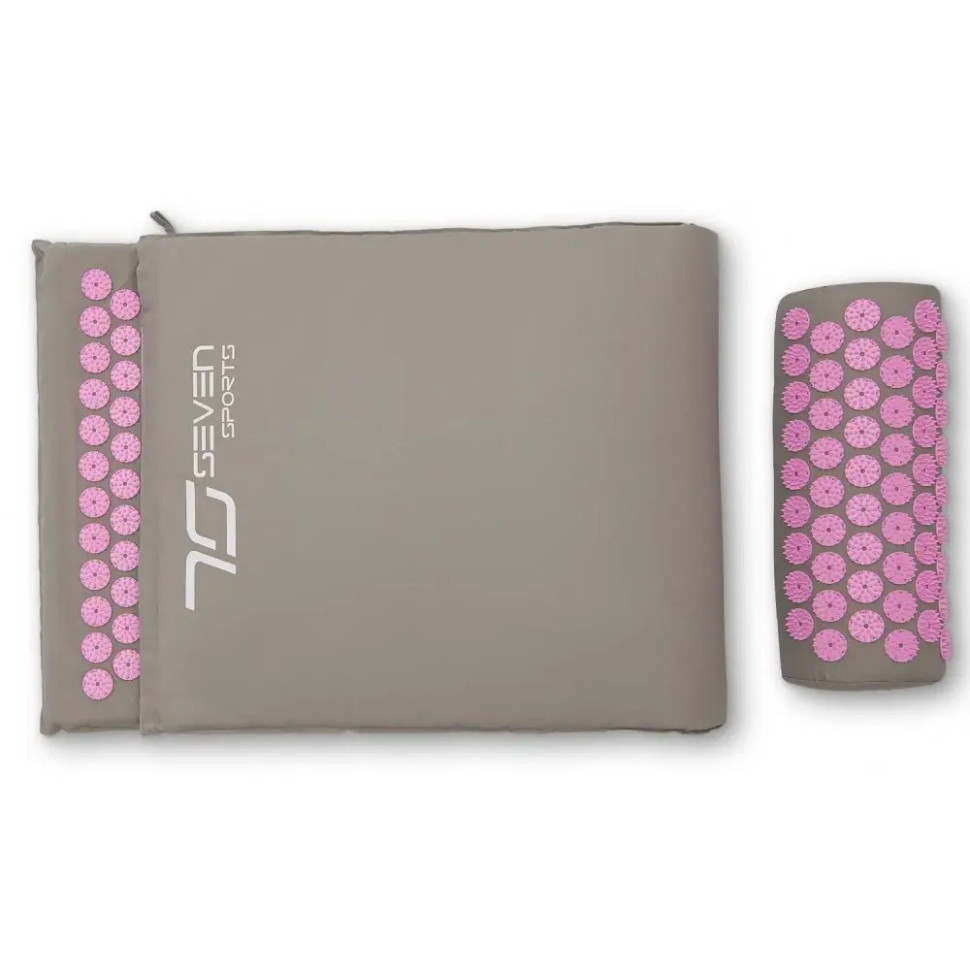 Килимок акупунктурний Premium+ 7SPORTS MTA-1 GRAY-PINK, з подушкою сіро-рожевий 130*50 см.