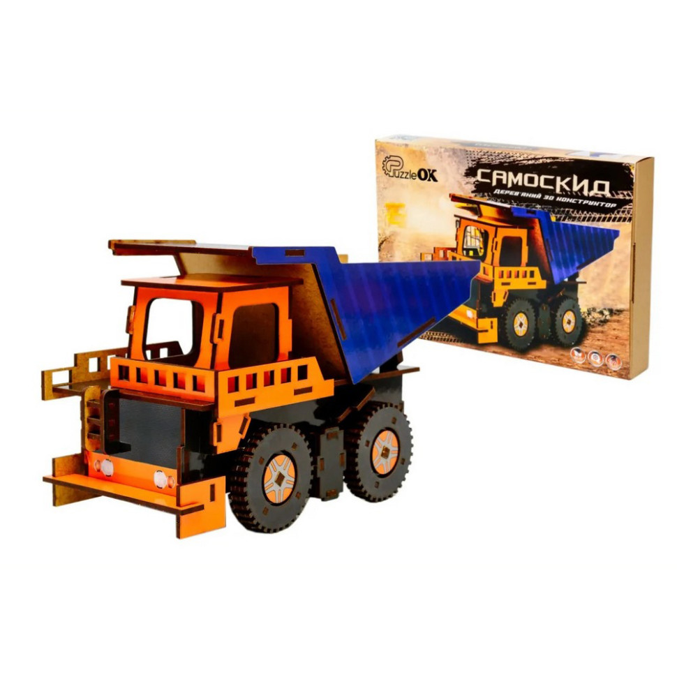 Дерев'яний 3D конструктор Самоскид PuzzleOK Puz-00920, 96 деталей