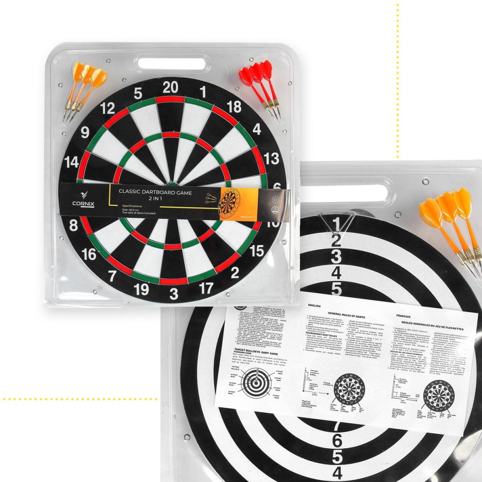 Дартс классический Dartboard Game 2 в 1 Cornix XR-0392, 2 комплекта дротиков