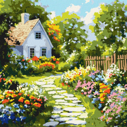 Картина по номерам "Цветы у хижины" ©art_selena_ua Идейка KHO6383, 40х40 см Картина по номерам "Цветы у хижины" ©art_selena_ua Идейка KHO6383, 40х40 см