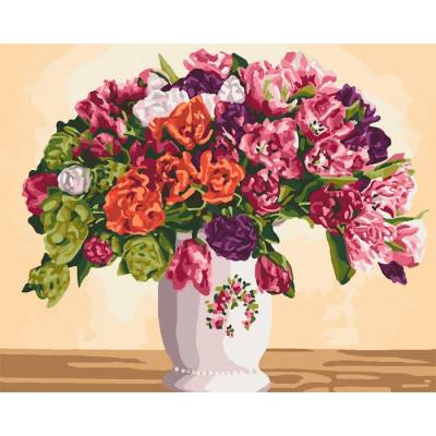 Картина за номерами "Пишні тюльпани" Ідейка KHO3075-UC 40х50 см по цене 119 грн.