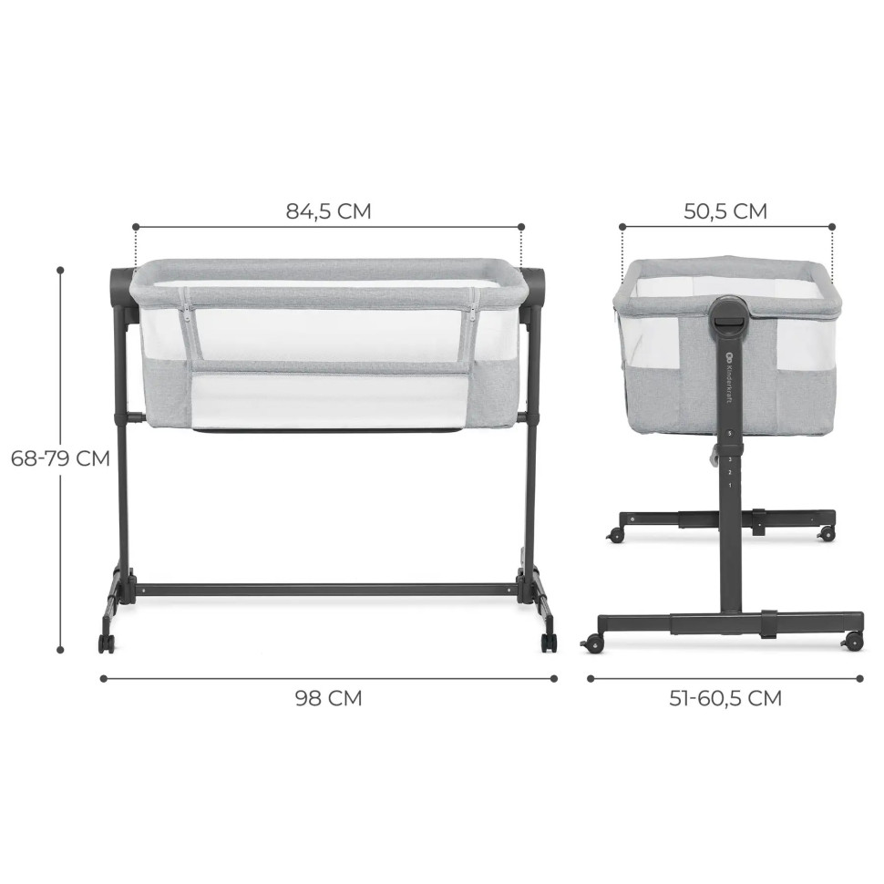 Ліжко-люлька Neste Up 2 Kinderkraft KLNEUP02LGR0000 Light Grey