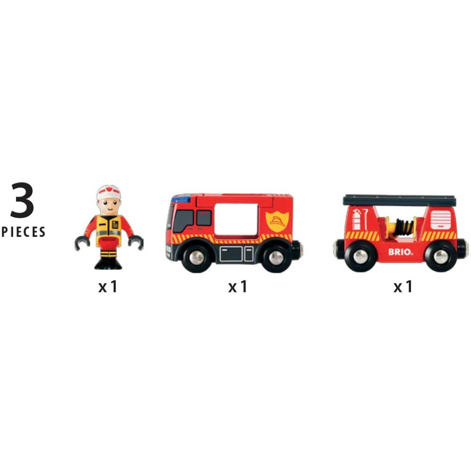 Аварийная пожарная машина BRIO 33811-BR, дерево, пластик, звук и свет