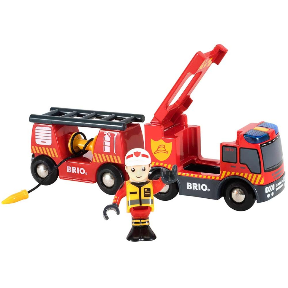 Аварийная пожарная машина BRIO 33811-BR, дерево, пластик, звук и свет