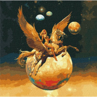 Картина по номерам Идейка "Завоевательница космоса с красками металлик" 50х50 см KHO9542