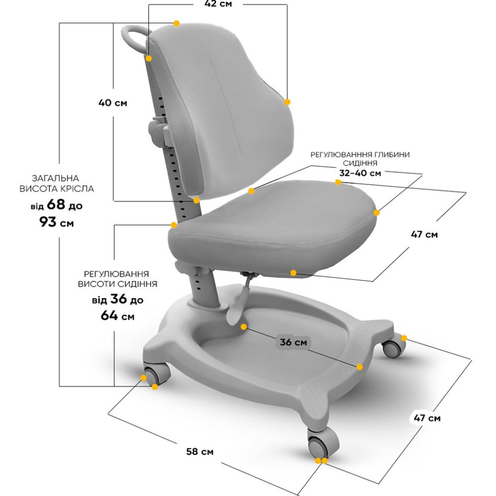Дитяче крісло GT Y-402 Ortopedic ErgoKids Y-402 G, Grey