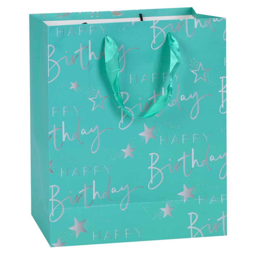 Пакет подарочный Happy Birthday Bambi MK 5947-M(Turquoise) размер 32х25х11 см