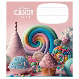 Тетрадь ученическая "Candy world" Школярик 012-3266K-1 в клетку, 12 листов