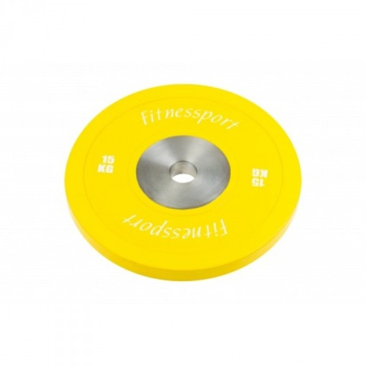 Диск для кроссфита RCP22 Fitnessport 10075FS соревновательный, желтый 15 кг