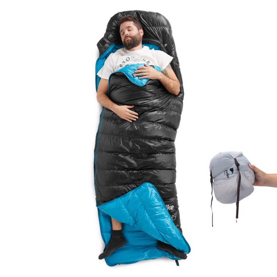 Спальник с натуральным пухом CW400 NH18C400-D Naturehike 6976507666831 черно-голубой