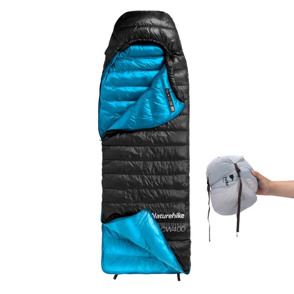 Спальник с натуральным пухом CW400 NH18C400-D Naturehike 6976507666831 черно-голубой