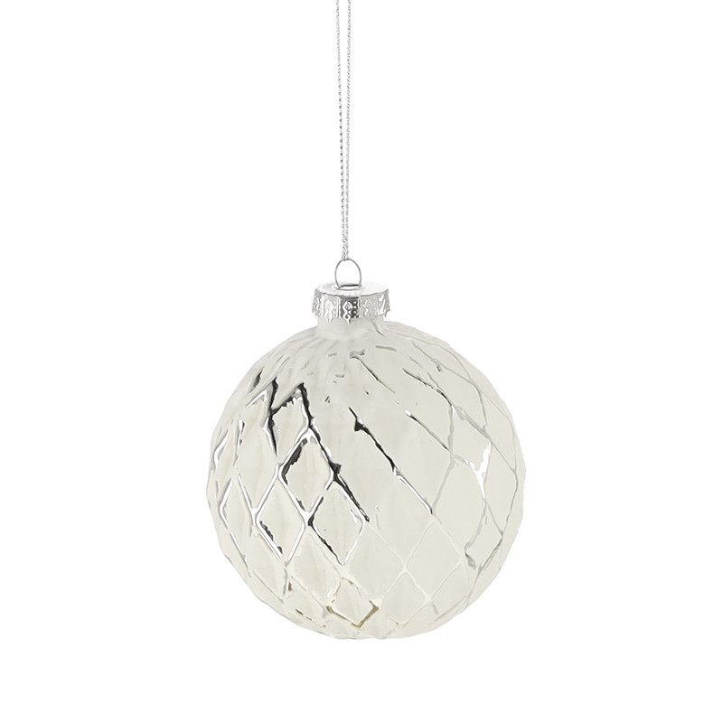 Ялинкова скляна кулька Chomik 5900779881921_3 діаметр 8 см, біло-сріблястий
