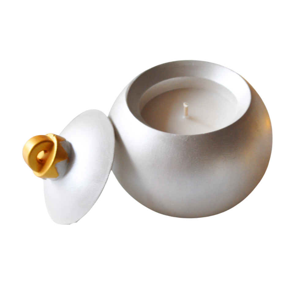 Новорічна свічка ручної роботи з соєвого воску «Ялинкова іграшка» SP2472 100 г Перламутр