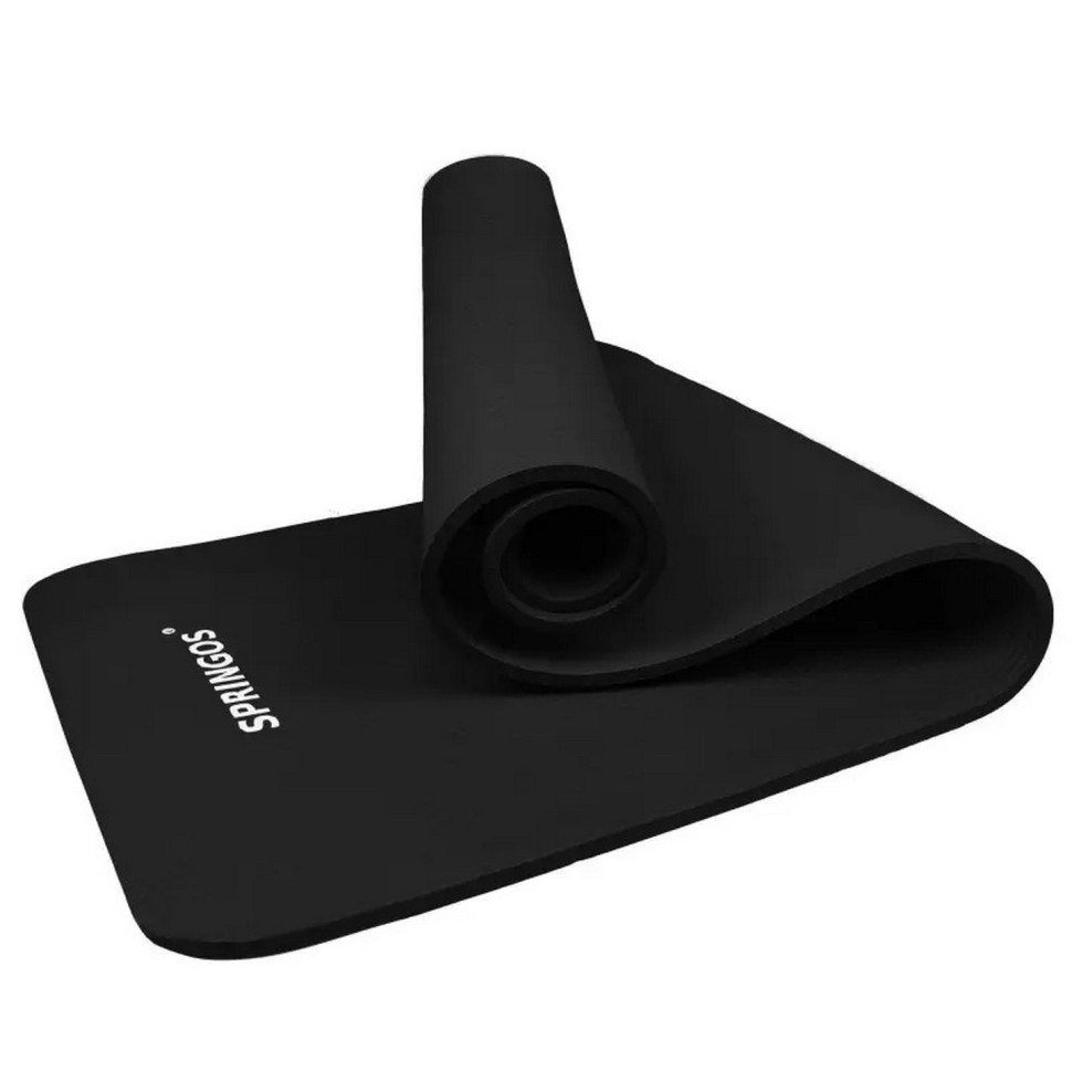 Килимок (мат) для йоги та фітнесу Springos YG0029 Black, NBR 1.5 см 