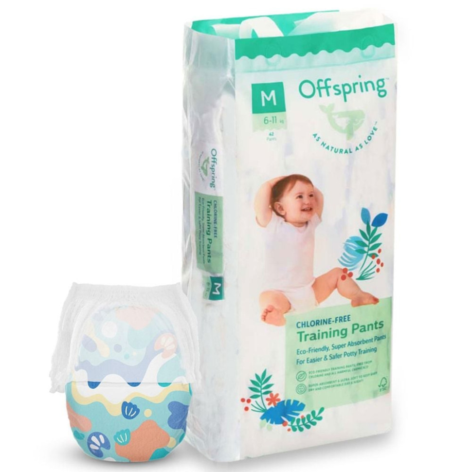 Трусики-підгузки для дітей 6-11 кг Offspring DP-OI-FAP-M42P-AQT розмір M, 42 штук