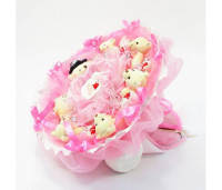 Букет из игрушек Мишки 7 с рафаэлло свадьба розовый 5309IT
