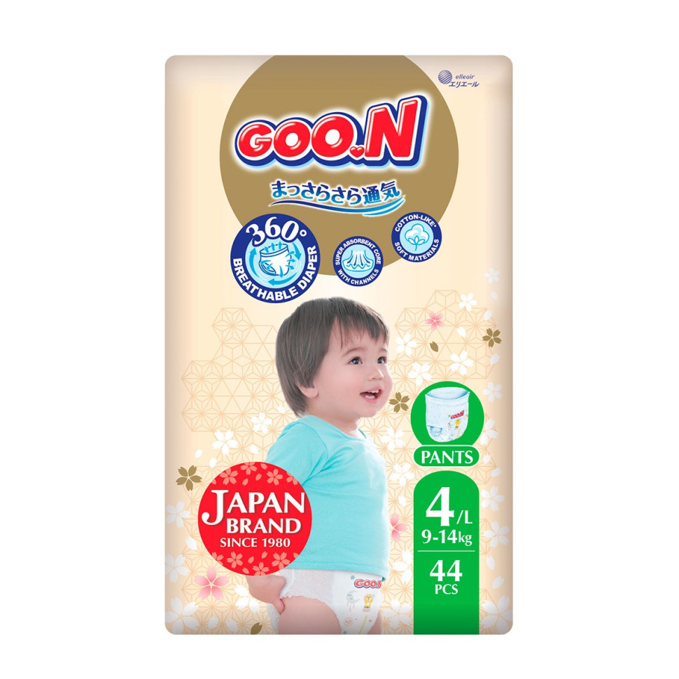 Трусики-підгузки для дітей GOO.N Premium Soft F1010101-157, 9-14 кг (розмір 4(L), унісекс, 44 шт)