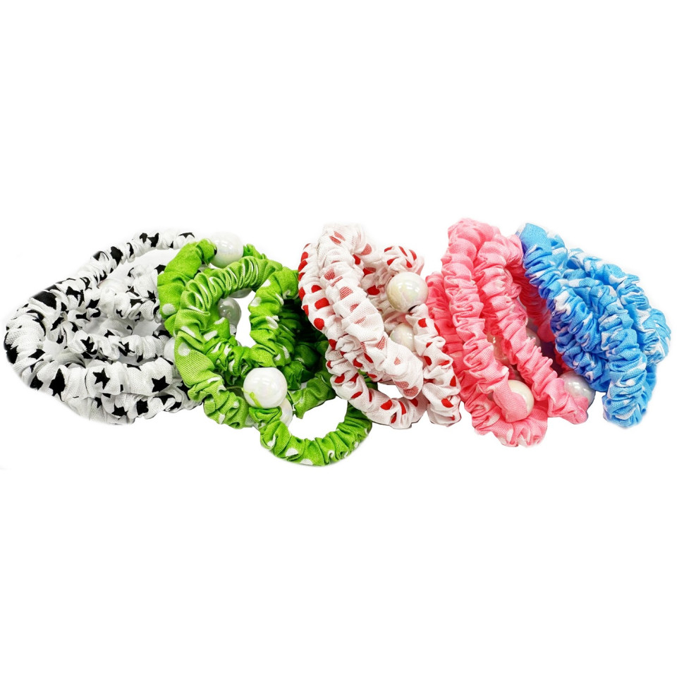 Набір резинок для волосся La-beauty 0303-1075 різнокольорові, 20 штук, з намистиною