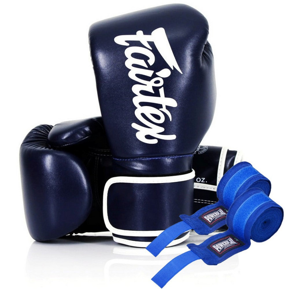 Боксерські рукавиці BGV14 Fairtex BGV14_16oz_Blue 16 унцій (бинти в комплекті)
