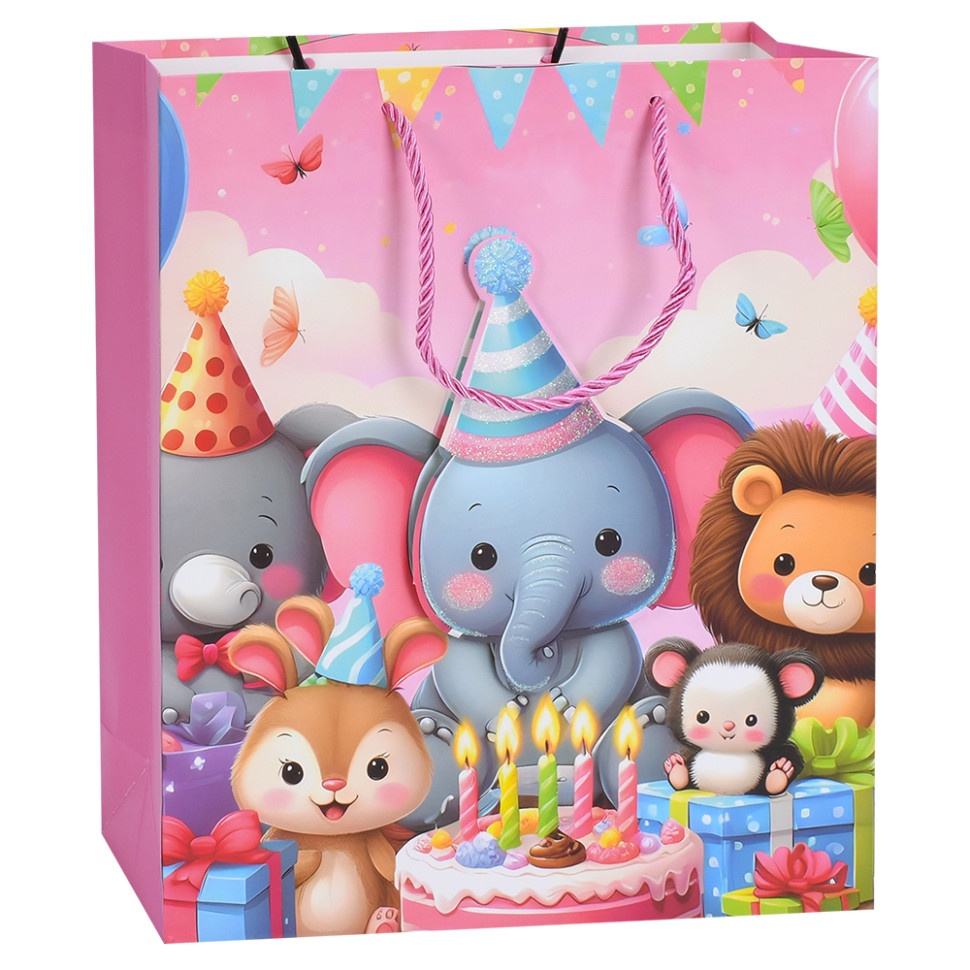 Пакет подарочный Happy Birthday Слоник Bambi MK 5949-M-1 размер 32х26х10 см