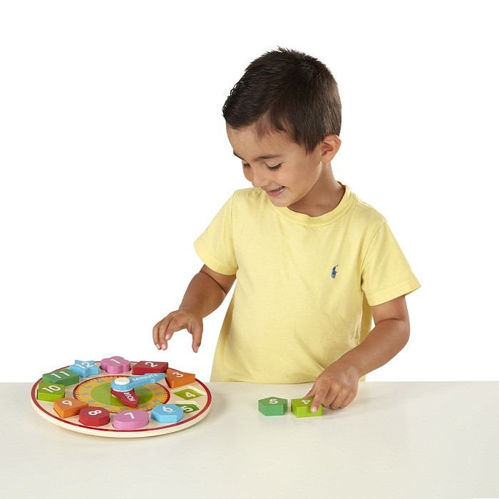 Детские деревянные часы-сортер Melissa&Doug MD18593, 12 блоков
