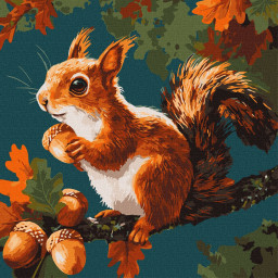 Картина по номерам "Ореховые сокровища осени" Идейка KHO6817, 40х40 см Картина по номерам "Ореховые сокровища осени" Идейка KHO6817, 40х40 см