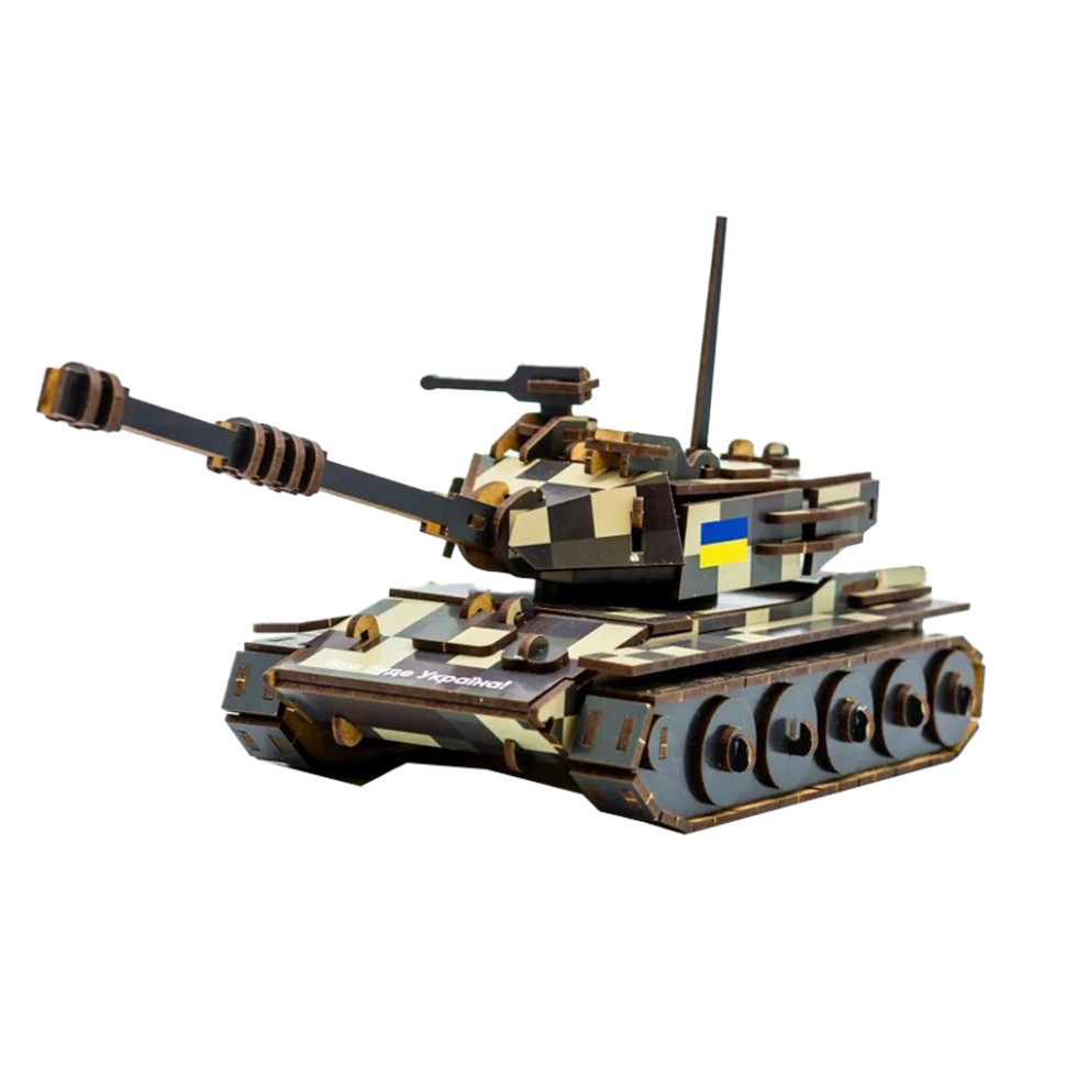 Дерев'яний 3D конструктор Танк PuzzleOK 162-0074, 162 деталі