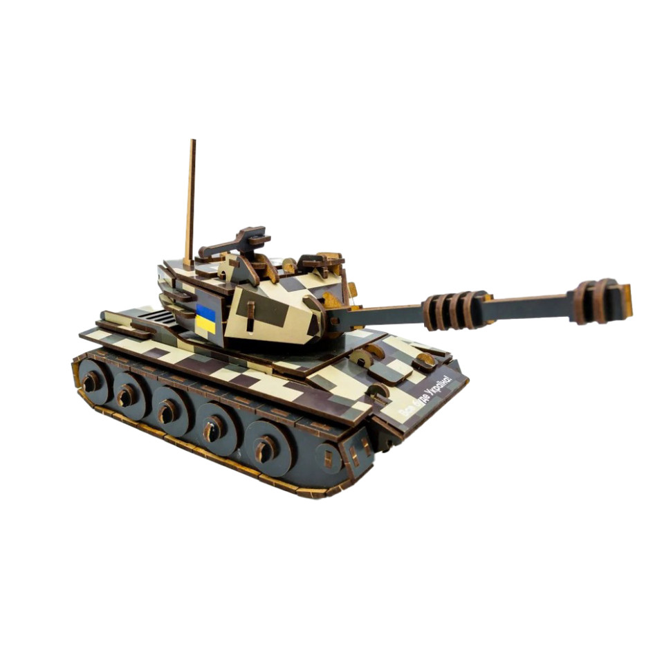 Дерев'яний 3D конструктор Танк PuzzleOK 162-0074, 162 деталі