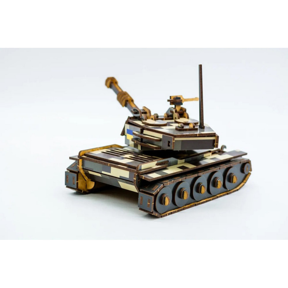 Дерев'яний 3D конструктор Танк PuzzleOK 162-0074, 162 деталі