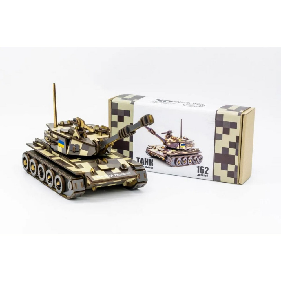 Дерев'яний 3D конструктор Танк PuzzleOK 162-0074, 162 деталі