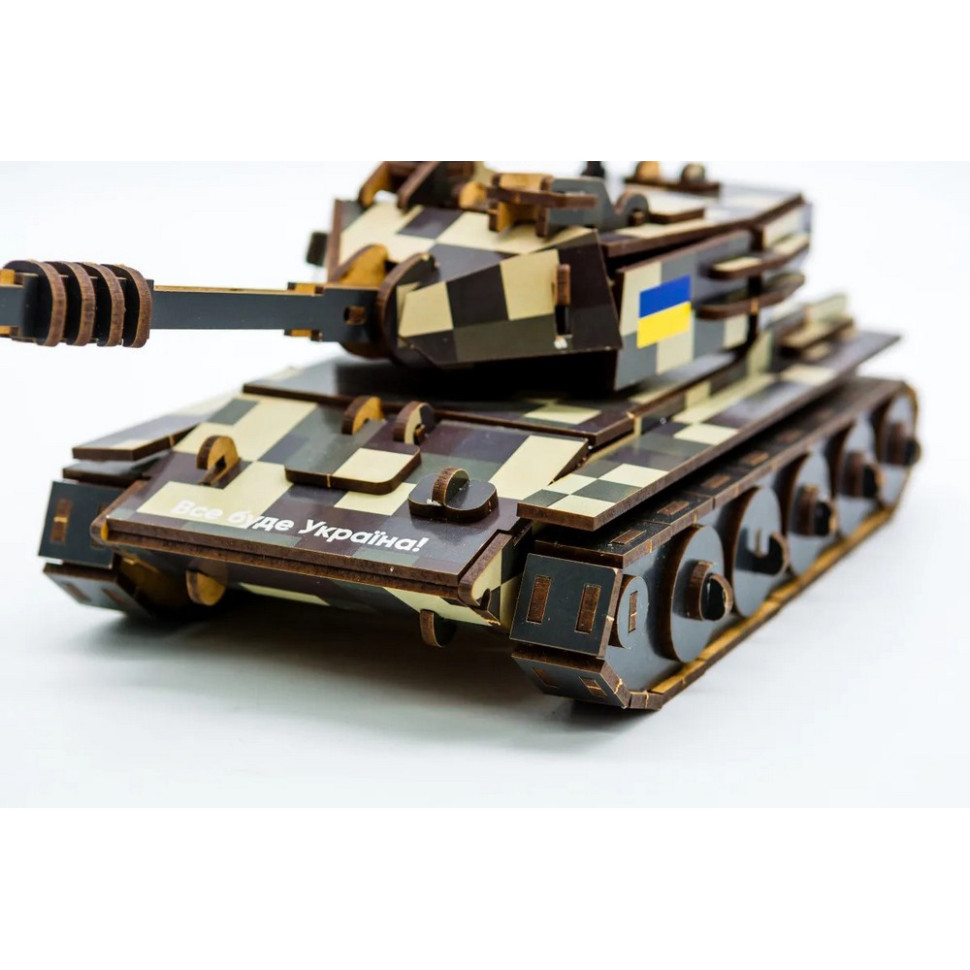 Дерев'яний 3D конструктор Танк PuzzleOK 162-0074, 162 деталі
