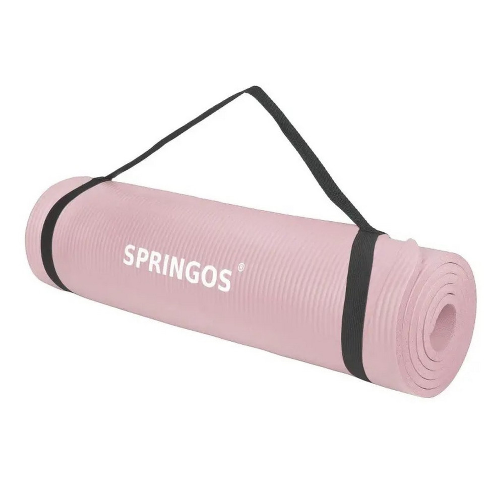 Килимок (мат) для йоги та фітнесу Springos YG0040 Pink, NBR 1.5 см 